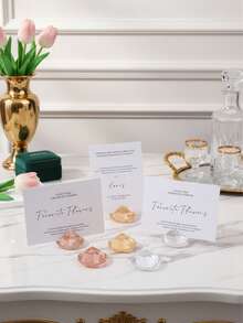 1/4/8pcs Diamond Shaped Acrylic Card Holders, Mini Card Display Stand, Suitable For Table Numbers, Place Cards, Seating Cards, Birthday, Party, Wedding - Multicolor - View 5