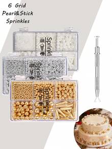 Gemischte Größen für Tortendekoration, Perlmutt-Gold, Glänzend Silber, Weiß - Runde Kunstperlen mit 4-Krallen Clip, 115g/4,05 Unzen, Geschenkbox, Backdekoration, Hochzeits- und Weihnachtsdekorationen, nur zur Dekoration, nicht essbar - Verschiedenfarbig - Übersicht 10