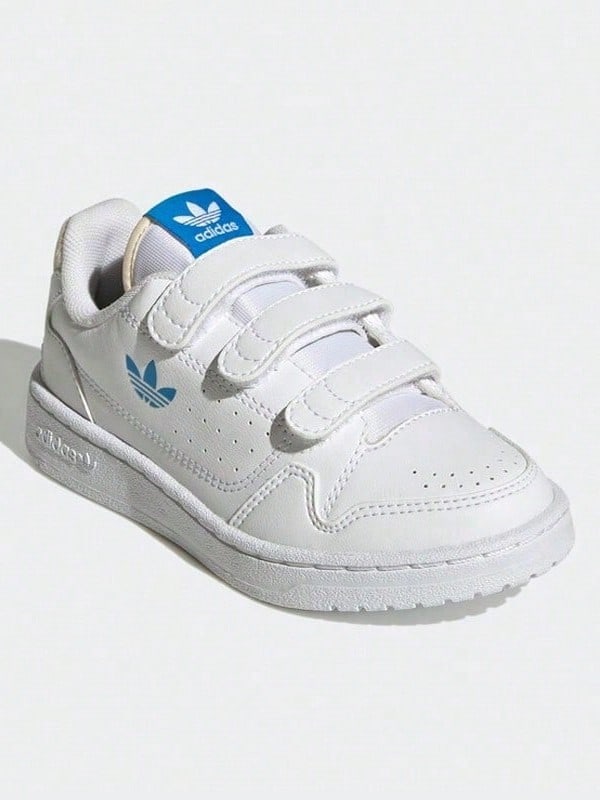 Adidas 阿迪达斯儿童魔术贴运动鞋,经典白色运动鞋,一脚蹬防滑运动鞋,男女童百搭学生鞋 - 白色 - 查看 1