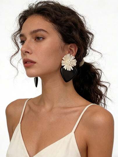 1 Đôi bông tai hình trái tim bằng sợi raffia, kiểu dáng giản dị, thanh lịch, đa năng, thích hợp cho mùa xuân, kỳ nghỉ hoặc du lịch, dành cho nữ.