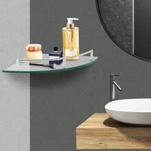 Bathroom Triangular Glass Shelf, Glass Shelf, Tempered Glass Corner Shelf - Clear - View 9