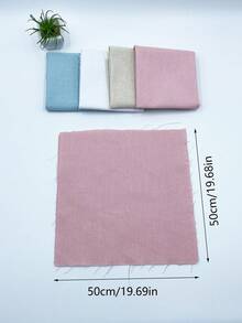 [4件組]50*50cm仿亞麻刺繡布料，粉色、米色、藍色、白色莫蘭迪低飽和色調，柔軟高級質感，適合DIY手工藝、小包製作與刺繡展示 - 仿亞麻布 - 查看 8
