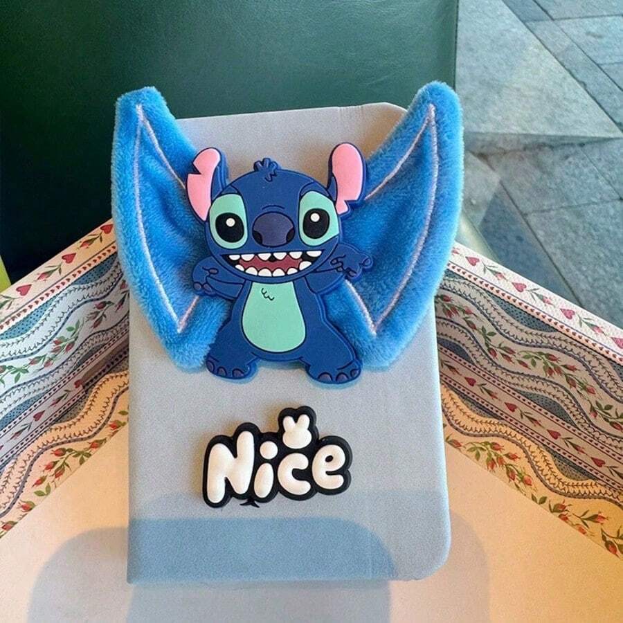 Sổ tay trang trí hình nhân vật hoạt hình Lilo & Stitch bằng vải nhung, sổ tay học sinh hoạt hình, nhật ký thủ công dễ thương. - A - Xem 1