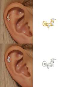 1 đôi bông tai nữ bằng bạc sterling 925 kiểu dáng bất đối xứng, mạ vàng 18K, không gây dị ứng, phong cách tối giản, quà Giáng sinh cho phụ nữ và thanh thiếu niên. - Kiểu 16 - Xem 23