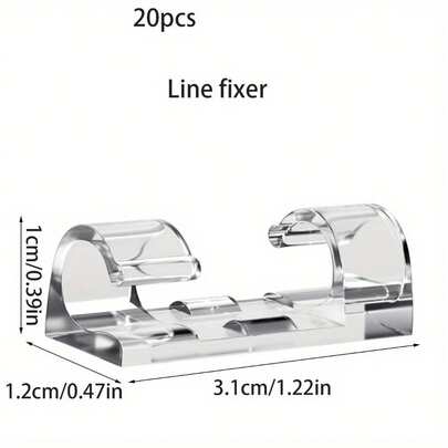 Bộ 5/20 kẹp cáp trong suốt để quản lý dây cáp, kẹp giữ dây có keo dính dùng cho tường và gầm bàn.