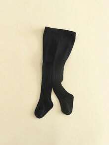 1pc Children's Cable Knit Tights, Black Stirrup Leggings, Dance Tight Pants - Black - View 4