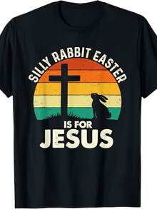 Christian Easter Merch Silly Rabbit Easter Is For Jesus - Easter Christian Faith T-Shirt Men Medium Black. - Black - View 7
