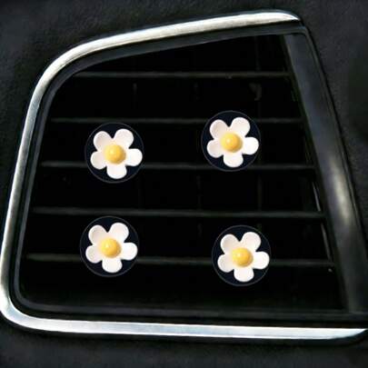 4 chiếc kẹp trang trí cửa gió điều hòa ô tô hình hoa màu kẹo ngọt, phụ kiện trang trí điều hòa ô tô dành cho nữ, không mùi - cần chuẩn bị miếng đệm tạo mùi riêng.