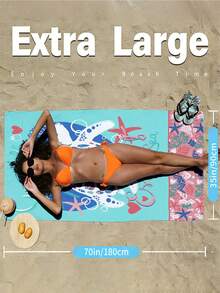 1pc Printed Beach Towel, Heart Turtle Pattern, Bath Towel, Swim Towel, Ins Style Beach Blanket, Super Absorbent Quick Dry Towel, Suitable For Bathing, Swimming, Fitness, Yoga, Soft & Skin-Friendly Microfiber, Lightweight & Portable, Sun Protection, Suitable For Vacation, Bathroom Decor, Available In Various Sizes, With Or Without Storage Bag (Minimum Size 35*75cm, Recommended 60cm Or Above) - A - View 2