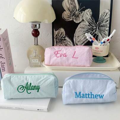 Personalized Double-Layer Pencil Case, Custom Text Pencil Storage Bag - Personalized Stationery Organizer With Customizable Name, Personalized Double-Layer Pencil Case, Customized Large Capacity Pencil Case, Customized Large Capacity Pencil Case, Simple Stationery Pencil Case, Ideal For School/Office/Travel