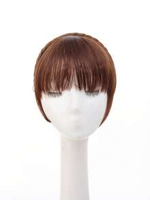 女士单股辫假发发箍，带刘海，法式风格，逼真自然，遮盖白发，增加头顶蓬松度，合成纤维假发发箍 - 彩色 - 查看 11