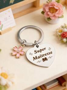 Teacher Keychain Gift; Principal Year-End Gift; School Assistant Year-End Gift; School Director Year-End Gift; Kindergarten Teacher Year-End Gift; Christmas Gift Slogan Casual Leisure Party Cute Street Elegant Zinc Alloy Teacher's Day - Silver - View 6