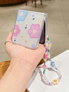 1 carcasă de telefon pliabilă la modă, din material PC mat, simplă și drăguță, cu elemente florale, asociată cu o brățară de aceeași culoare, poate proteja și preveni căderea. Pentru: Samsung Galaxy Zflip 3/Zflip 4/Zflip 5/Zflip 6/Zflip 7/ Find N3 Flip/ Razr 50 Ultra/ Razr 60 Ultra/ Razr 60/ Razr 50/ MIX Flip/Galaxy Z Flip7 FE - clar - Vizualizare 6