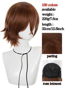 Peluca de 12 pulgadas para festival de música, fiesta de cosplay, personaje de película famosa, peluca de estilo profesional, fibra corta resistente al calor y cómoda, adecuada para principiantes, ideal para vacaciones, carnavales, conciertos de música, convenciones de anime, moda de fiesta. Pelucas naturales (varios colores disponibles) - Dos Tonos - Ver 3
