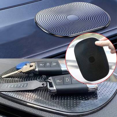 1pc Black Non-Slip Car Dashboard Mat, Holder For Phone, Perfume, Tissue, Glasses, Heat Resistant