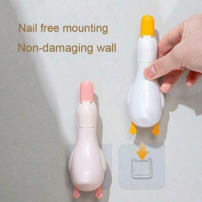 1pc Cartoon Duck Shaped Drain Hair Catcher, Reusable For Cleaning Hair And Debris In Kitchen Sink And Bathroom Drain