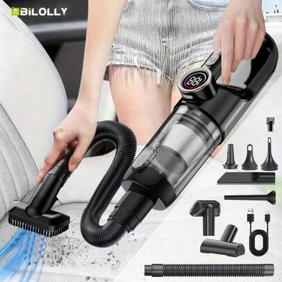 BiLOLLY Cordless Handheld Vacuum – 16000Pa Strong Suction, LED Light & Dust Removal Kit, Portable Vacuum Cleaner For Home, Car Interior, Pet Hair, Kitchen & Daily Cleaning
