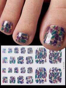 1 Pc Toenail Stickers, Nail Art Stickers, Summer Ocean Theme, Floral Pattern Toenail Stickers, Quick And Easy To Complete Your Manicure. Self-Adhesive Nail Stickers, Suitable For Women And Girls. Nail Supplies. - Multicolor - View 5