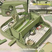 2026 New Japanese Ins High-Quality Minimalist Green Transparent Pencil Case, Large Capacity, Student Stationery Storage Bag, Practical Back To School Gift - Volcano Large Capacity Pencil Case - View 13