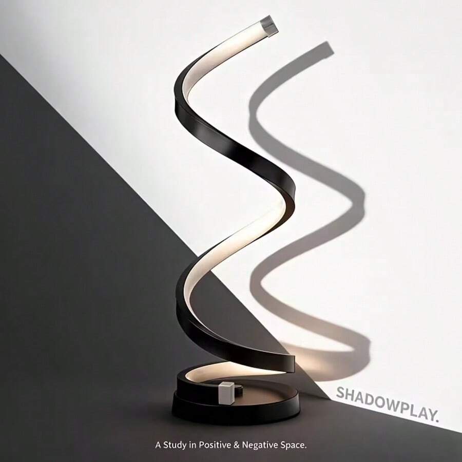 1 chiếc đèn bàn LED hình xoắn ốc sáng tạo, đèn ngủ phòng ngủ phong cách Bắc Âu hiện đại, đèn học kiểu châu Âu độc đáo.