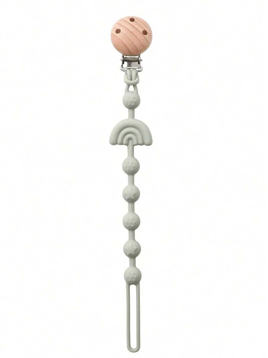 1 件婴儿硅胶奶嘴夹，婴儿彩虹防掉落奶嘴架，乳头夹，婴儿牙胶出牙玩具架（带珠子），婴儿配件，婴儿洗澡礼物