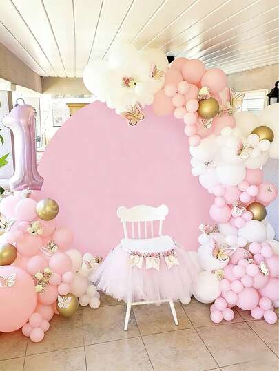 1pc Pink Round Backdrop Cover Solid Color Elastic Spandex Background,Baby Shower Party Decor Kids Girls,Polyester Fiber,1st Birthday Party Decor,Gender Reveal Party Decor,Baby Bridal Shower,New Born Party Decor,Birthday Decor,Wedding, Anniversary Party Decorations,Diy Multi-Themed Party Decoration,Stretchable Circular Background Fabric - Washable And Reusable - Does Not Include A Stand