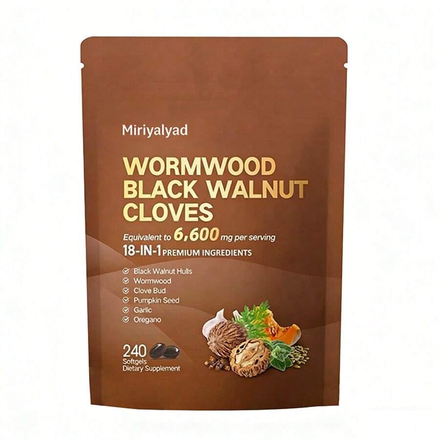 Miriyalyad VivoNu Wormwood Black Walnut Cloves Capsules - Boost Metabolism & Enhance Energy | Contains Black Walnut, Garlic, Wormwood, And More | 240 Capsules (80-Day Supply) - 1 CÁI - Xem 1