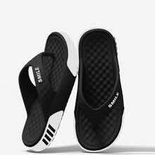 2026 Neue Sommer Outdoor Sport Strandpantoletten, bequeme Sohle mit dicker, rutschfester Sohle Lässig Flip Flops - Schwarz - Übersicht 1
