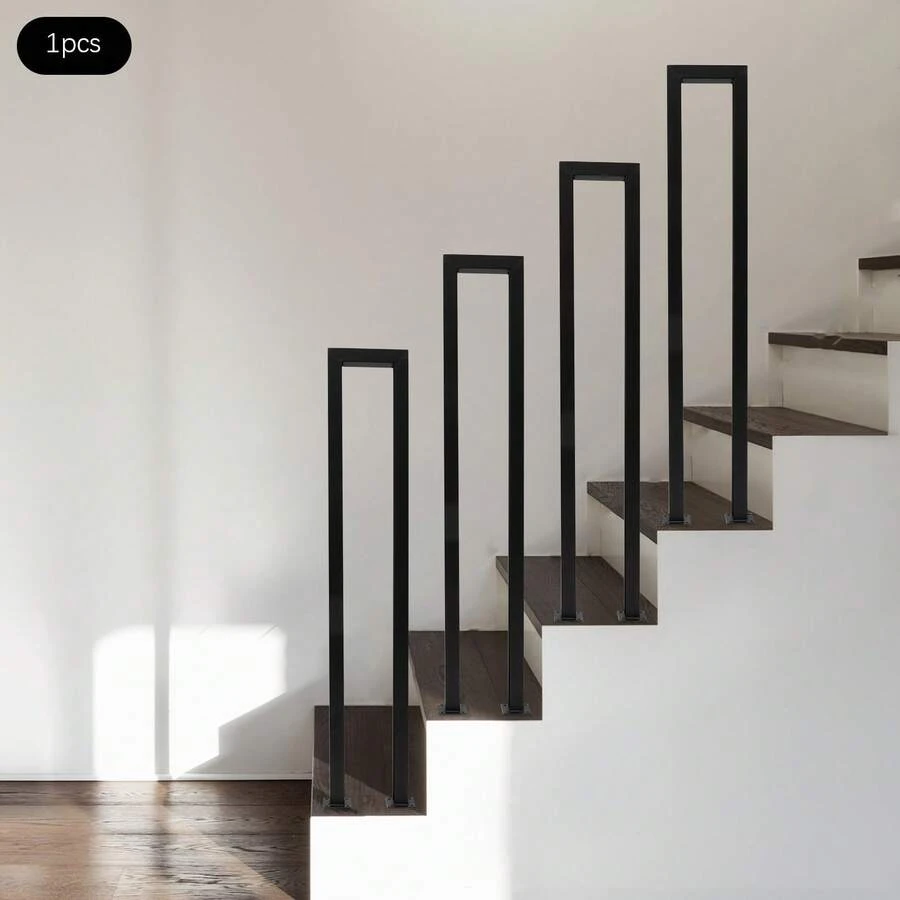 WANLECY U-Shaped Stair Handrail, Black Industrial Style Railing Multi-Purpose Handrail Decorative Railing For Indoor & Outdoor Stairs Porch Deck Loft Corridor, 1 Pcs - Modern - View 1