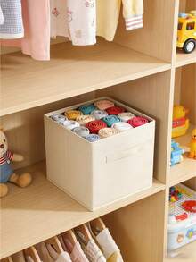1/6 piezas Cajas de almacenamiento de tela plegables y organizadores de cajones de tela, adecuados para armarios y almacenamiento de juguetes - Gris - Ver 6