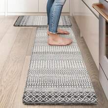 Kitchen Mats for Floor 2 Piece Anti Fatigue Mats for Kitchen Floor Cushioned Non Slip Kitchen Mat Boho Rug for Laundry Office Black and White - 17,3 x 4717,3 x 29 - Ver 2