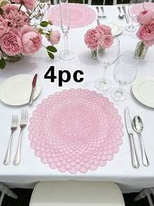 1/4/6pcs Minimalist Wave Pattern PVC Gold Foil Placemats, Hotel & Restaurant Decor Heat Insulation Non-Slip Table Mats, Suitable For Wedding, Party, Valentine's Day, Holiday Celebration, Picnic, Birthday Banquet Table Decoration - Multicolor - View 8