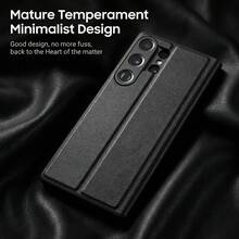 1 pieza Funda de cartera de cuero PU con ventana inteligente de lujo, con soporte plegable y ranura para tarjetas. Cubierta protectora a prueba de golpes compatible con Samsung S26 Ultra, S25 Ultra, S24 Ultra, S23 Ultra, S22 Ultra - Negro - Ver 5