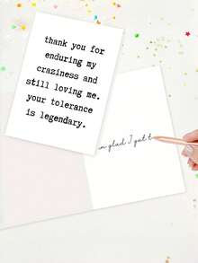 1pc Funny Thank You Card With Envelope - "Thank You For Enduring My Craziness" Humorous Gratitude Gift For Husband, Wife, Teachers & Friends, Versatile For Weddings & Birthdays, Blank Inside - View 4