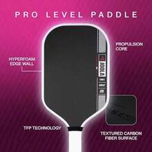 1pc Carbon Fiber Handle Pickleball Paddle - Original Carbon Fiber Surface - Polypropylene Honeycomb Core - Tournament Grade Strength Suitable For Competition And Daily Training, Unisex Pickleball Paddle - Magnus - View 2