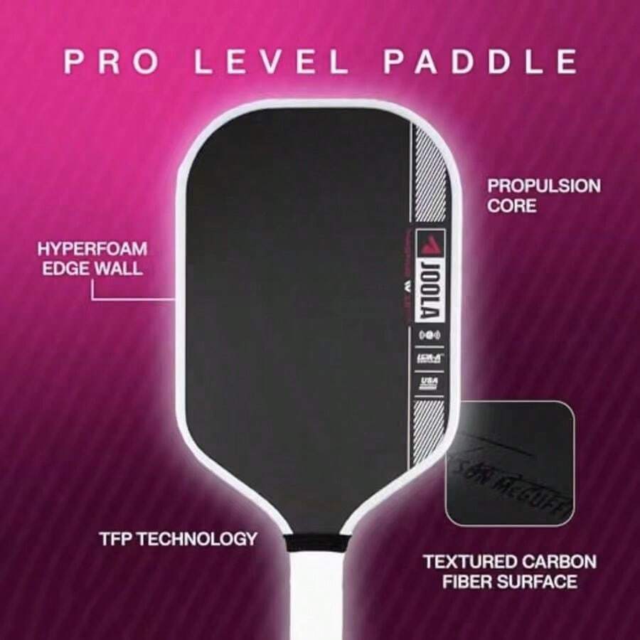 1pc Carbon Fiber Handle Pickleball Paddle - Original Carbon Fiber Surface - Polypropylene Honeycomb Core - Tournament Grade Strength Suitable For Competition And Daily Training, Unisex Pickleball Paddle