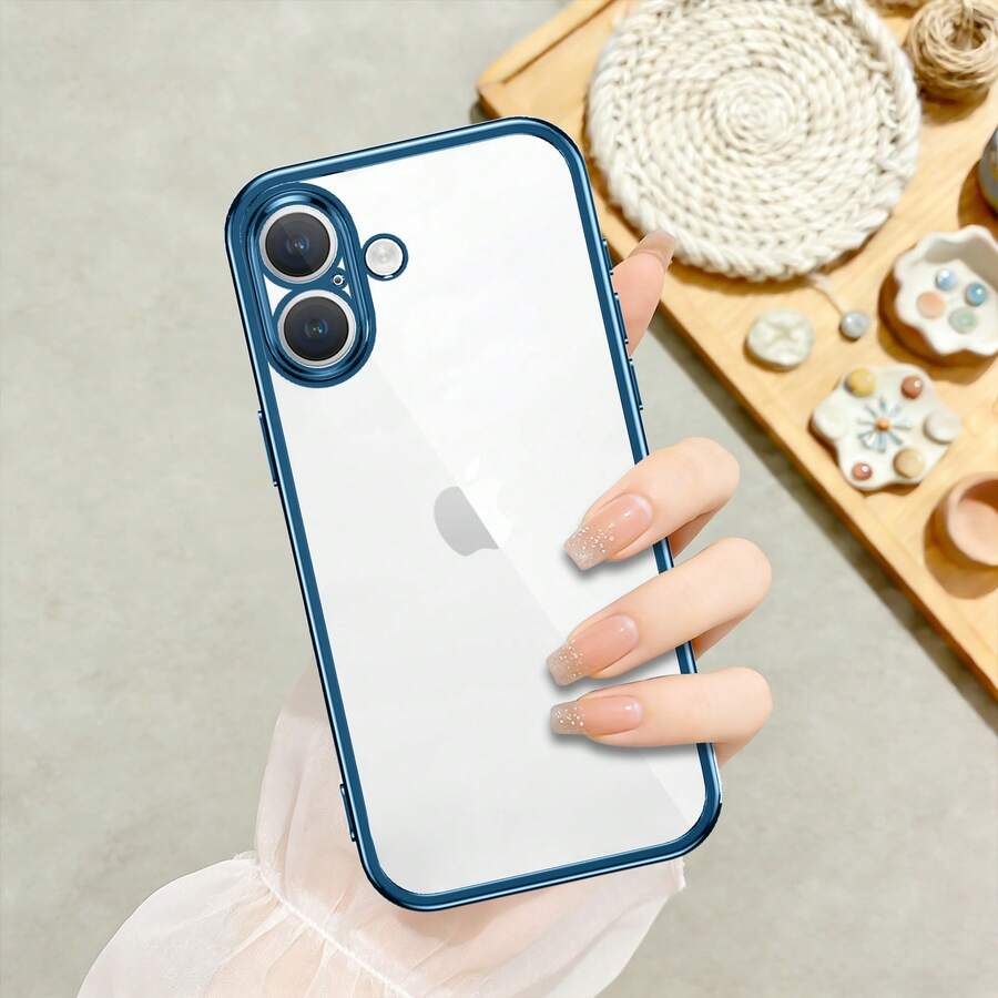 【人気のあるもの】iPhone16 ケース クリア スマホケース 透明 薄型 ソフト TPU 耐衝撃 メッキ加工 ストラップホール付き 軽量 - ブルー - チェックする 1