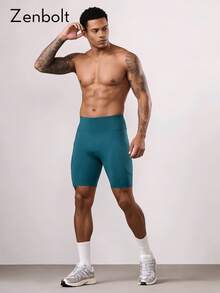 Quần short thể thao nén mùa hè dành cho nam, quần short Bermuda bó sát tập luyện thể dục có túi, phù hợp để đựng điện thoại thông minh. - Màu xanh lá cây đậm - Xem 3