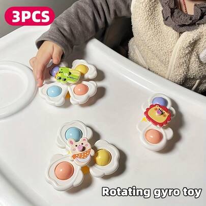 Petal Shaped Cartoon Rotating Toy, Early Educational Developmental Toy, Suitable For Bathtub, Dining Table, Bathroom, Ideal Birthday Gift, Christmas & Halloween Present
