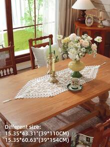 100% Polyester Embroidered Lace Table Runner, Tablecloth, Dresser Scarf, Suitable For Indoor/Outdoor, Kitchen, Living Room, Wedding, Party Decor, Multiple Sizes Available, All Season - White - View 11