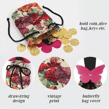 FURPHI Renaissance Belt Pouch Medeival Butterfly Drawstring Waist Bag Vintage Coin Purse Dice Bag Costume Accessories For LARP Ren Faire - D - 查看 4
