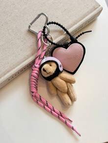 1 móc khóa hình gấu đội mũ bảo hiểm dễ thương, thiết kế tối giản, phù hợp để gắn vào chìa khóa xe, phụ kiện hoặc làm quà tặng giáo viên. - Nhiều màu - Xem 3