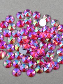 100pcs/Pack, 10mm Pointed Flat Round Acrylic AB Color Rhinestones, Pointed Top Round Plastic Rhinestones For Clothing, Shoes, Bags Decoration - 10mm 100pcs - View 1