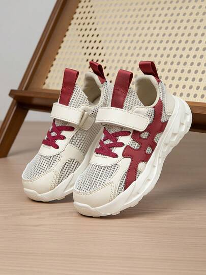 1 par de zapatillas casuales de malla transpirable y parches para niños, zapatos cómodos y ligeros para uso al aire libre/escuela, calzado deportivo de moda, unisex