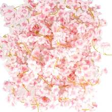 1pc Artificial Cherry Blossom Vine Home Decor, DIY Wreath Material, Valentine's Day Decoration, Birthday Party Decor, Wedding Venue Accessory, Outdoor Garden Decoration, New Year Ornament - Pink - View 2