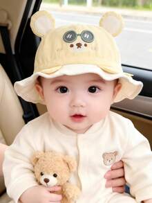 1 pieza Gorro de bebé con oso lindo con gafas, sombrero ajustable delgado de protección solar para exteriores en primavera/otoño para bebés/niñas pequeñas - Multicolor - Ver 7