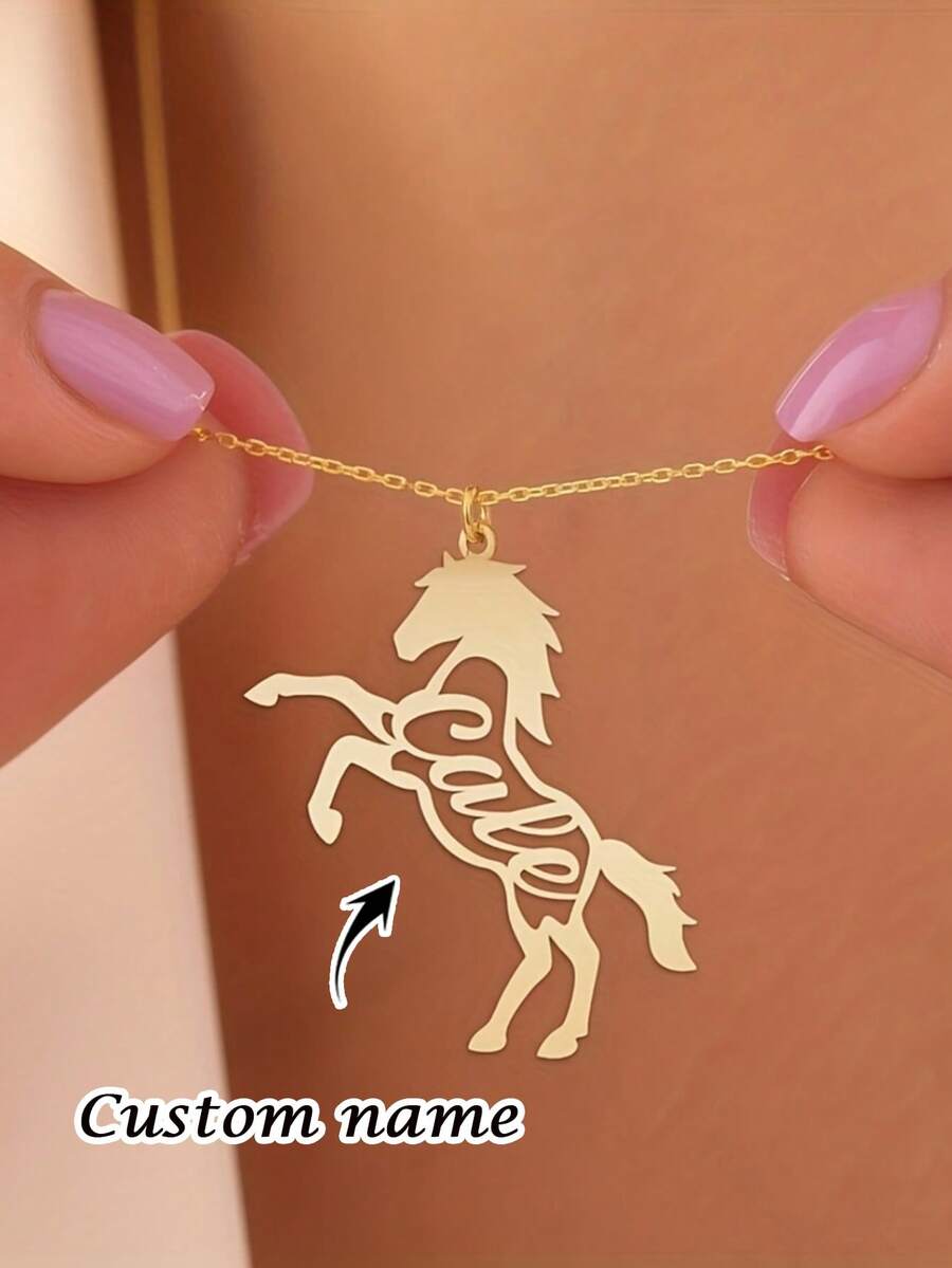 1 pieza Collar con nombre de pato personalizado de acero inoxidable de moda, collar con nombre personalizado creativo, regalo de joyería personalizada, collar de moda unisex, regalo para el Día de San Valentín, cumpleaños, Día de la Madre, vuelta al colegio, Ramadán - Multicolor 2 - Ver 1