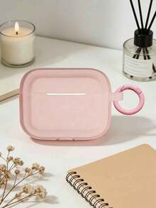 1pc Minimalist Solid Pink Silicone Earphone Case, Compatible With Apple 1/2/3 Connected Protective Cover, Anti-Drop Bluetooth Earphone Case Compatible With Airpods Pro 2 - Pink - View 2