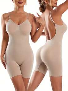 1pc Seamless Shapewear Shorts, Waist Training Tummy Control Butt Lifting Backless Shaper For Women Summer - Champagne - View 5