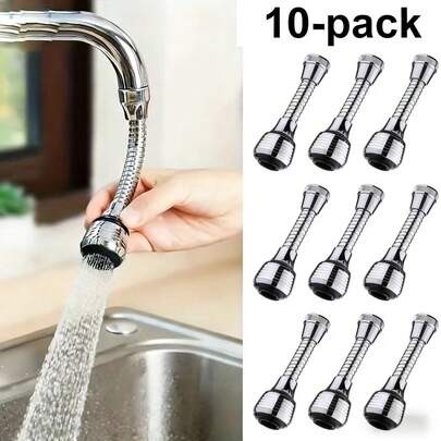 Bộ 10 đầu nối dài vòi sen xoay 360° - Áp lực cao, 2 chế độ điều chỉnh (vòi sen nhẹ nhàng & tia nước mạnh), thiết kế chống tràn tiết kiệm nước, phù hợp với bồn rửa nhà bếp và phòng tắm. Lắp đặt không cần dụng cụ; sử dụng được ở mọi quốc gia.